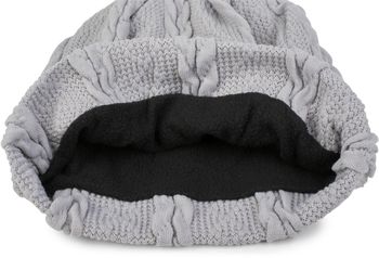 styleBREAKER warme Feinstrick Beanie Mütze mit Zopfmuster und Fleece Innenfutter, Slouch Longbeanie, Unisex 04024131
