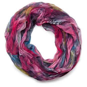 styleBREAKER Damen Loopschal Feder Muster Batik Style | leichter Schlauchschal mit Crash Crinkle Optik | weiches Halstuch für Frühling und Sommer