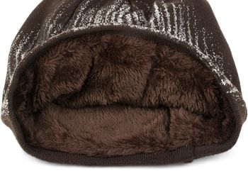 styleBREAKER warme Feinstrick Beanie Mütze mit Metallic Print und Fleece Innenfutter, Slouch Longbeanie, Unisex 04024132