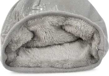 styleBREAKER warme Feinstrick Beanie Mütze mit Metallic Print und Fleece Innenfutter, Slouch Longbeanie, Unisex 04024132