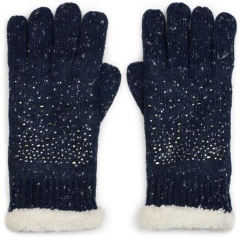 styleBREAKER Damen Strickhandschuhe mit Strass Besatz und Fleece Futter | warme Winterhandschuhe mit Glitzeroptik | weiche Thermo Fingerhandschuhe