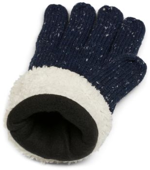 styleBREAKER Damen Strickhandschuhe mit Strass Besatz und Fleece Futter | warme Winterhandschuhe mit Glitzeroptik | weiche Thermo Fingerhandschuhe
