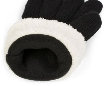 styleBREAKER Damen Strickhandschuhe mit Strass Besatz und Fleece Futter | warme Winterhandschuhe mit Glitzeroptik | weiche Thermo Fingerhandschuhe