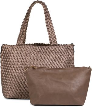 styleBREAKER XXL Wendetasche in Flecht-Optik, Shopper Tasche, 2 Taschen, Handtaschen Set, Bag in Bag, Schultertasche, Damen 02012163
