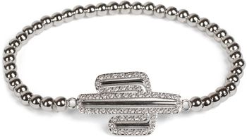 styleBREAKER Kugel Armband mit Strass besetztem Kaktus Anhänger, Gummizug, Kugelarmband, Schmuck, Damen 05040133
