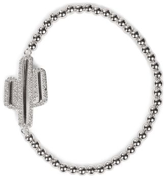 styleBREAKER Kugel Armband mit Strass besetztem Kaktus Anhänger, Gummizug, Kugelarmband, Schmuck, Damen 05040133