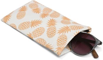 styleBREAKER Etui für Sonnenbrillen mit Ananas Print und Putztuch, Brillenetui mit Schnappverschluss, Damen 09020076