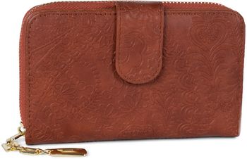 styleBREAKER Geldbörse mit Paisley Blumen Blüten Prägung, umlaufender Reißverschluss und RFID Schutz, Portemonnaie, Damen 02040098
