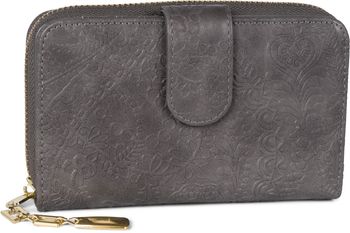 styleBREAKER Geldbörse mit Paisley Blumen Blüten Prägung, umlaufender Reißverschluss und RFID Schutz, Portemonnaie, Damen 02040098