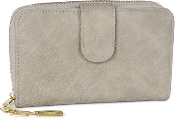 styleBREAKER Geldbörse mit Paisley Blumen Blüten Prägung, umlaufender Reißverschluss und RFID Schutz, Portemonnaie, Damen 02040098