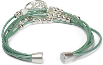 styleBREAKER Armband mit feinen Bändern, Lebensbaum Anhänger und Schmuckperlen, Magnetverschluss, Armschmuck, Schmuck, Damen 05040135