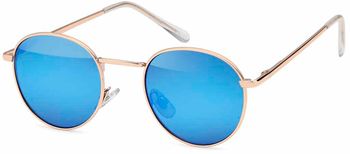 styleBREAKER Unisex Panto Sonnenbrille mit runden Gläsern | Metallrahmen mit Federscharnier & UV400 Schutz | verspiegelte oder getönte Flachgläser