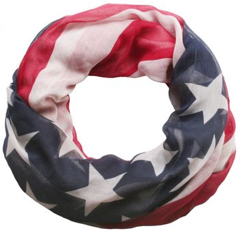 styleBREAKER Loop Schlauchschal Damen mit Stars and Stripes | USA Flagge | Schlauchschal mit amerikanischem Vintage Design