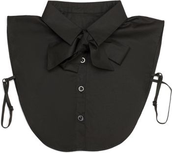 styleBREAKER Damen Blusenkragen Einsatz mit Knopfleiste und Schleife, Kragen für Blusen und Pullover, Schluppenbluse 08020003