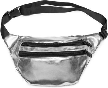 styleBREAKER Damen Bauchtasche Metallic 21x16cm | Gürteltasche Glitzer Festival | Verstellbarer Gurt & Steckschnalle | Crossbody Bag Kunstleder