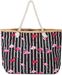 styleBREAKER Große Strandtasche mit Flamingo Print und Streifen Design | Damen Shopper mit Kordelhenkel und Reißverschluss | Badetasche mit Bast-Detail | 58 x 37 x 13 cm