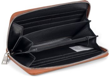 styleBREAKER Damen Portemonnaie mit Metallic Sternen | große Geldbörse mit Reißverschluss, Kartenfächern & Handyfach, Kunstleder 19 x 10 cm