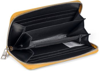styleBREAKER Damen Portemonnaie mit Metallic Sternen | große Geldbörse mit Reißverschluss, Kartenfächern & Handyfach, Kunstleder 19 x 10 cm