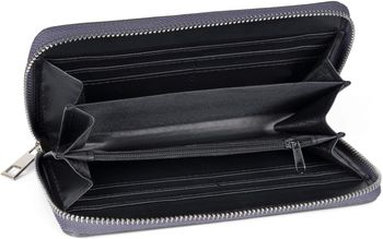 styleBREAKER Damen Portemonnaie mit Metallic Sternen | große Geldbörse mit Reißverschluss, Kartenfächern & Handyfach, Kunstleder 19 x 10 cm