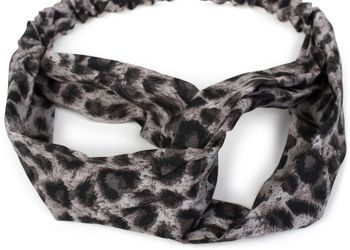 styleBREAKER Damen Haarband mit Leo Animal Print, Twist Knoten und Gummizug, Stirnband, Headband, Haarschmuck 04026020
