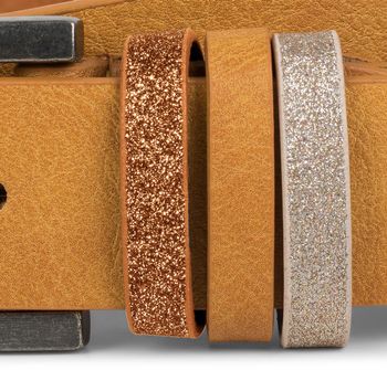 styleBREAKER Damen Gürtel Uni mit Glitzer Schlaufe, kürzbar 03010091