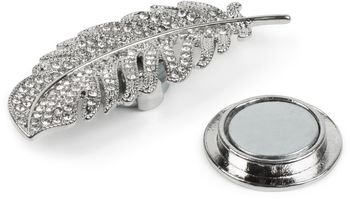 styleBREAKER Damen Magnet Schmuck Brosche Feder mit Strass, für Schals, Tücher oder Ponchos 05050068