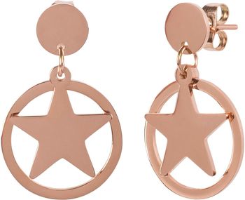 styleBREAKER Damen Edelstahl Ohrringe mit Stern Anhänger im Kreis, Ohrhänger, Ohrschmuck 05090005