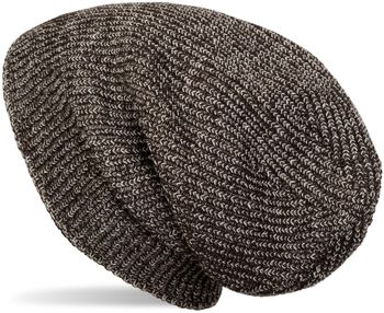styleBREAKER Unisex melierte Feinstrick Beanie Mütze mit Fleece Futter, Slouch Longbeanie, warme Winter Strickmütze 04024153