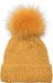 styleBREAKER Damen Strick Bommelmütze mit Perlen und Fleece Futter, warme Winter Fellbommel Mütze, Fake Fur 04024155