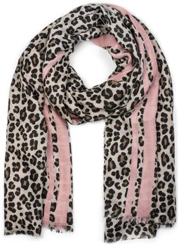 styleBREAKER Damen Schal mit Leo Muster & Streifen | langer Tuchschal 92x180 cm | Viskose & Baumwolle | Animal Print Stola