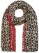 styleBREAKER Damen Schal mit Leo Muster und farbigem Streifen | Weiches Material mit Fransen | Animal Print Tuch in One Size