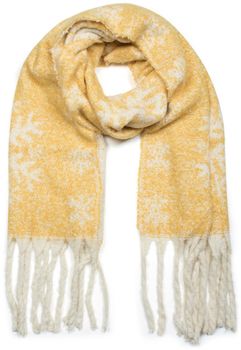 styleBREAKER Damen XXL Schal mit Schneeflocken Muster und Fransen, Winter Strickschal 01017097