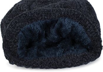 styleBREAKER Unisex Chenille Beanie Mütze mit Flecht Muster und Fleece Futter, Winter Slouch Longbeanie 04024159