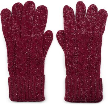 styleBREAKER Damen Strick Handschuhe mit Zopfmuster, Metallic Look und doppeltem Bund, Winter Strickhandschuhe 09010018