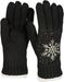 styleBREAKER Damen Handschuhe mit gestickter Schneeflocke, Strass und Fleece, warme Thermo Winter Strickhandschuhe 09010020