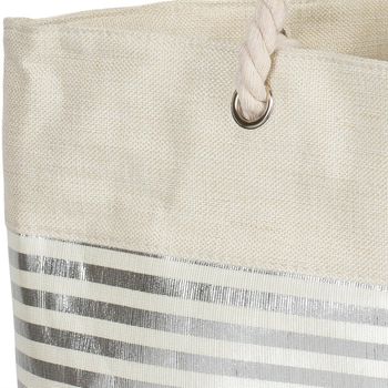 styleBREAKER Damen XXL Strandtasche mit Reißverschluss und Metallic Glitzer Streifen | große Badetasche für Familie oder Shopping | 58 x 38 x 20 cm