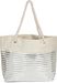 styleBREAKER Damen XXL Strandtasche mit Reißverschluss und Metallic Glitzer Streifen | große Badetasche für Familie oder Shopping | 58 x 38 x 20 cm