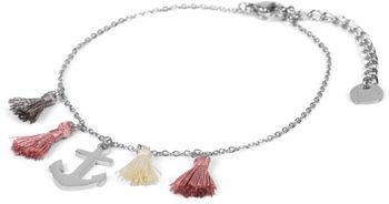 styleBREAKER Damen Edelstahl Armkette mit Anker Charm und Quasten, Ankerkette, Schmuck 05040166