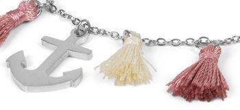 styleBREAKER Damen Edelstahl Armkette mit Anker Charm und Quasten, Ankerkette, Schmuck 05040166