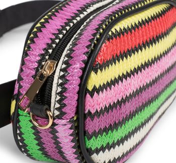 styleBREAKER Damen Bauchtasche mit buntem Zick-Zack Muster, Reißverschluss, Gürteltasche, Hüfttasche 02012299