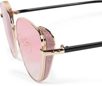 styleBREAKER Damen Cateye Sonnenbrille mit Glitzer Element, Metall Rahmen und Polycarbonat Gläser, Katzenaugen Form, Retro Look 09020104