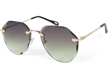styleBREAKER Damen Piloten Sonnenbrille Rahmenlos mit getönten Gläsern im Diamant Schliff, Geprägte Bügel, Vieleckige Gläser 09020106