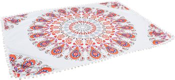 styleBREAKER rechteckiges Strandtuch mit Paisley Ornament Muster und PomPom Borte, Handtuch, Badetuch, Unisex 05050077