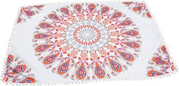 styleBREAKER rechteckiges Strandtuch mit Paisley Ornament Muster und PomPom Borte, Handtuch, Badetuch, Unisex 05050077