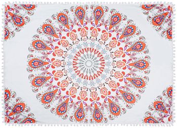styleBREAKER rechteckiges Strandtuch mit Paisley Ornament Muster und PomPom Borte, Handtuch, Badetuch, Unisex 05050077