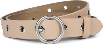 styleBREAKER Damen Leder Gürtel mit Nieten und glänzender Oberfläche, Echtleder, kürzbar 03010103