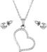 styleBREAKER Damen Schmuck Set bestehend aus Kette mit Strass Herz Anhänger und Ohrstecker, Halskette, Ankerkette 05030062