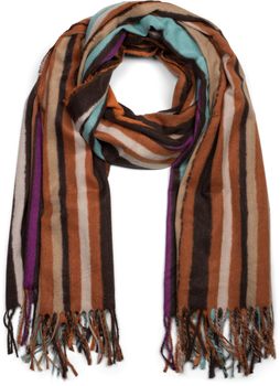 styleBREAKER Unisex Schal mit buntem Streifen Muster und langen Fransen, Colour Blocking, Winter, Stola 01017113