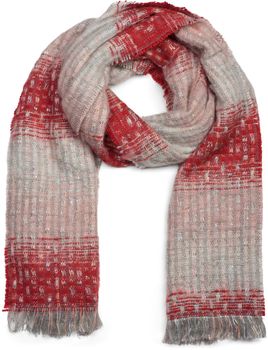 styleBREAKER Damen Schal mit Streifen Web Muster, Pailletten und kurzen Fransen, Winter, Stola 01017114
