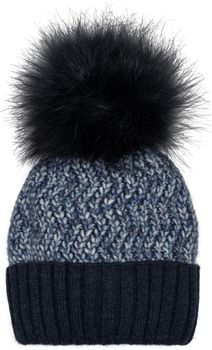 styleBREAKER Damen bunte Strick Bommelmütze mit Fleece Futter, Winter Fellbommel Mütze 04024169